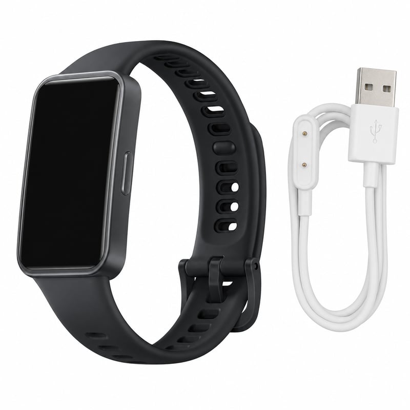 Inteligentné hodinky HUAWEI Band 10 v čiernej farbe, 1,47-palcový displej, 14-dňová výdrž — chybné, čiastočne funkčné: nefunkčný displej (stav: viď 2. obrázok)