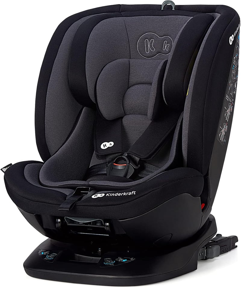 Kinderkraft Xpedition 360° Forgatható Gyerekülés, Isofix Rögzítéssel, 0-36 kg, 7 Pozíciós Dönthetőség, 5-Pontos Biztonsági Öv, Fekete