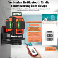 TakamineTech Zöld Keresztvonalas Lézer - 4x360° Önszintező Lézeres Szintező, 16 Vonalas Építési Lézer, 5200 mAh Akkumulátor, Távirányítható, 2