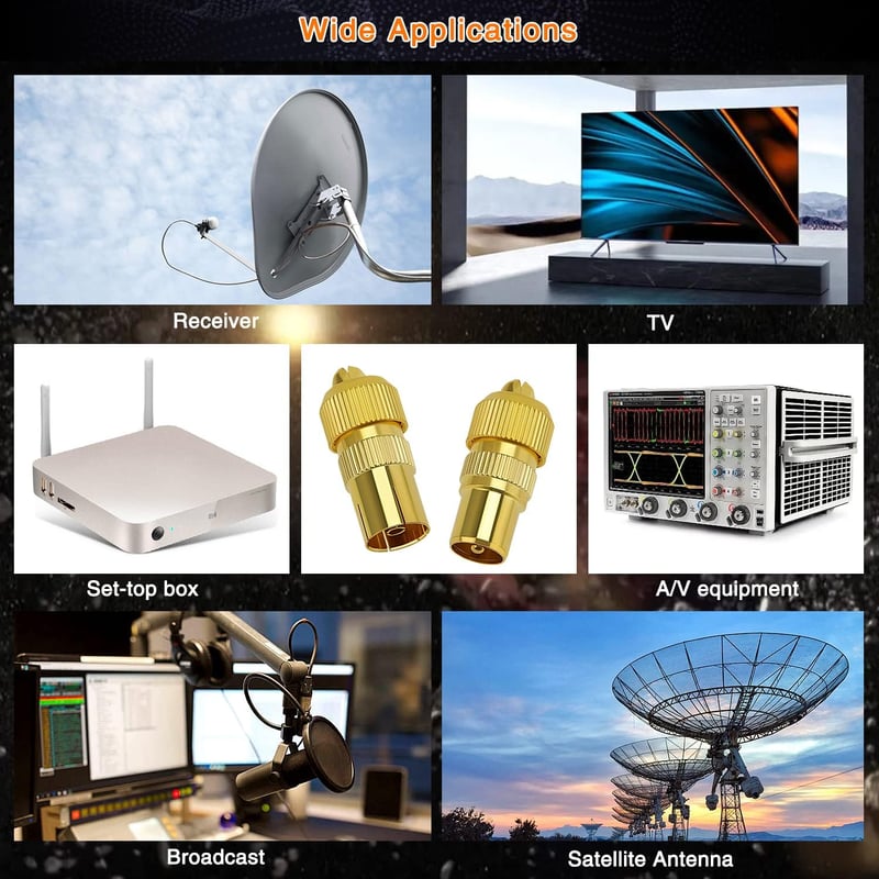 KUOQIY 10 db Aranyozott TV Koaxiális Csatlakozó Készlet - 5 Aljzat és 5 Dugó Adapter RF Antenna Kábelekhez