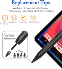 iPad és Android kompatibilis érintőceruza - Kenkor mágneses, 1,5 mm-es hegyű, USB-C töltésű stylus (fekete) 3