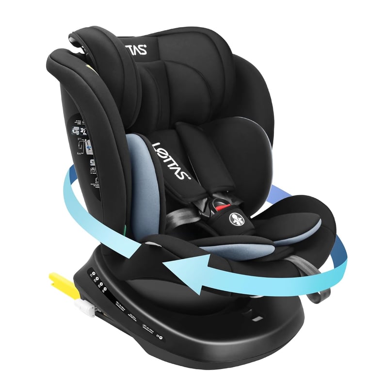 LETTAS 360° Forgatható I-Size Gyerekülés 40-150 cm, 0-36 kg, ISOFIX Rögzítéssel, ECE R129 Szabvány, 0-12 Éves Korig, 5-Pontos Biztonsági Öv,
