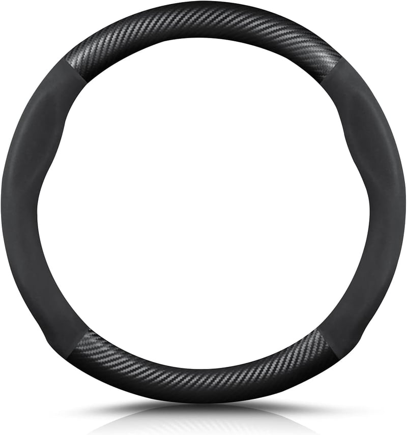 Ergocar Kerek Szénszálas Bőr Kormányvédő 38cm - Fekete, Csúszásgátló