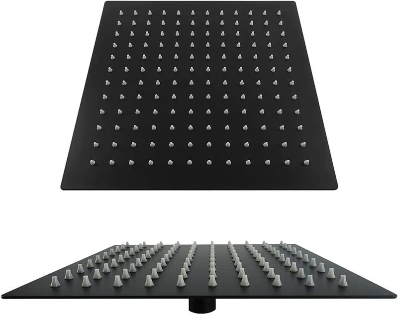 Drenky 40x40 cm-es Fekete Négyzet Esőzuhany Rozsdamentes Acélból, 324 Szilikon Fúvókával