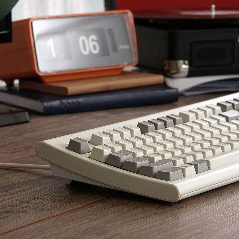Perixx PERIBOARD-106M Retro USB Billentyűzet - Ergonomikus, Teljes Méretű, Szürke-Fehér
