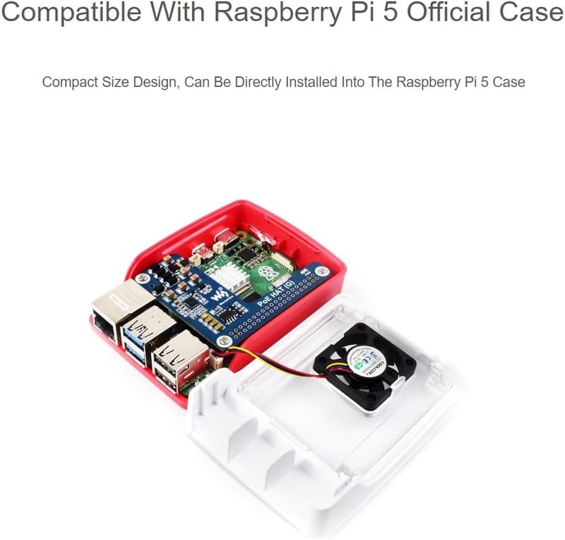 Waveshare Power Over Ethernet HAT (G) Bővítőkártya Raspberry Pi 5-höz - 802.3af/at Kompatibilis POE Adapter 5V 5A Kimenettel