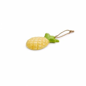 Set de solnițe pentru sare și piper din ceramică în formă de ananas, 2 piese, galben-verde, stare impecabilă (fără suport pentru șervețele) (stare: vezi a doua fotografie)