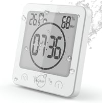 VORRINC Vízálló Digitális Fürdőszobai Óra - LCD Kijelzős Időmérő Hőmérséklet és Páratartalom Kijelzéssel Konyhába, Zuhanyzóba 1