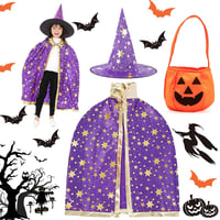 Gyerek Varázsló Köpeny Kalappal - Halloween Boszorkány Jelmez 1