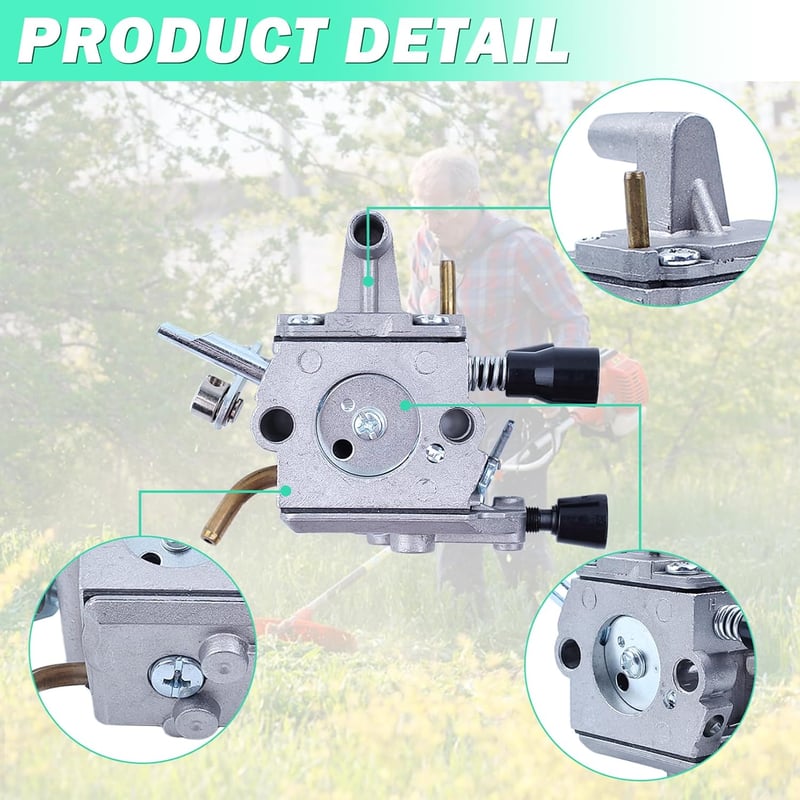 Adefol Karburátor Készlet Stihl FS120 FS200 FS020 FS202 FS300 FS350 Modellekhez - Tömítés, Légszűrő, Üzemanyagcső, Benzinszűrő, Gyújtógyerty