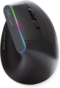 DeLUX M618C Fekete Ergonomikus Vezeték Nélküli Függőleges Egér Csendes Kattintással, Kéztőalagút Szindrómára 1