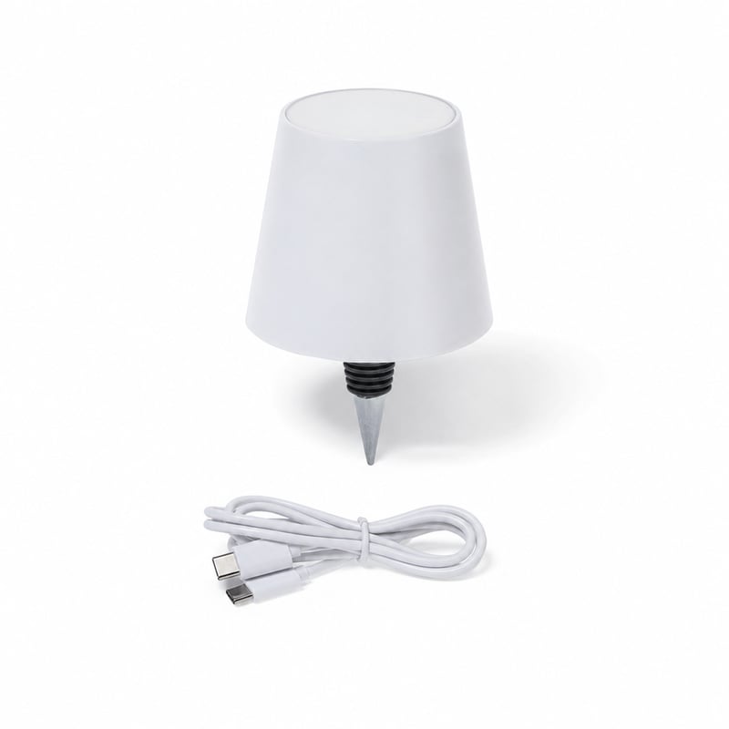 Agendepoint.it LED lampa so sklenenou zátkou a USB-C nabíjaním, biela, 13x10,5x10,5 — chybná, na náhradné diely: nezapne sa (stav: pozri 2. obrázok)