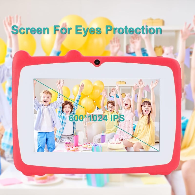 C idea Android 12.0 gyerektablet 7" HD kijelzővel, 32GB, 2-6 éveseknek (piros)