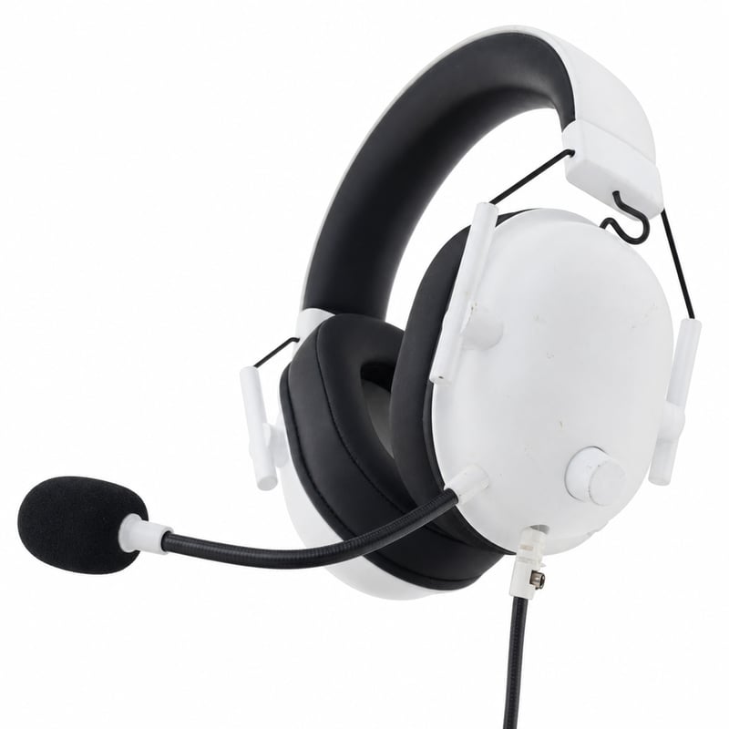 Drôtové herné slúchadlá Razer BlackShark V2 X, biele, 50 mm, 7.1 — chybné, na náhradné diely: zlomený konektor (stav: viď 2. obrázok)