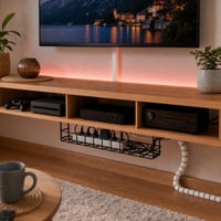 Pachet Organizare TV: Cablu HDMI + 4m canal cablu + organizator spirală + tavă cabluri + 3m bandă LED 1