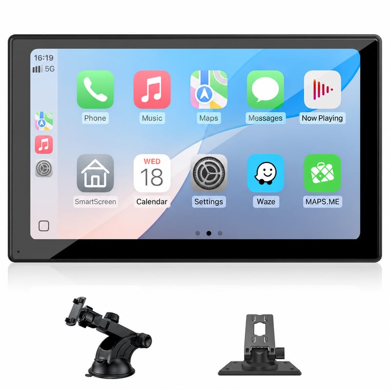 Prenosné autorádio Carpuride V9, 9-palcová dotyková obrazovka s rozlíšením 1080P HD, bezdrôtový CarPlay — chýba napájací kábel (stav: pozri 2. obrázok)
