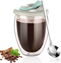 LOMUG hőszigetelt latte macchiato pohár szett 350ml, kanállal és fedéllel 1