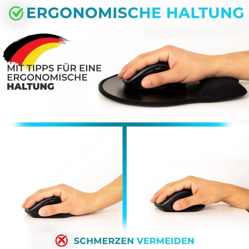 BIDOST Fekete Ergonomikus Egérpad Gélpárnás Csuklótámasszal