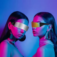 SelfTek Futurisztikus Ciklopsz Napszemüveg Szett - 3 db Színes, Ezüst, Fekete Rave Parti Kellék 7