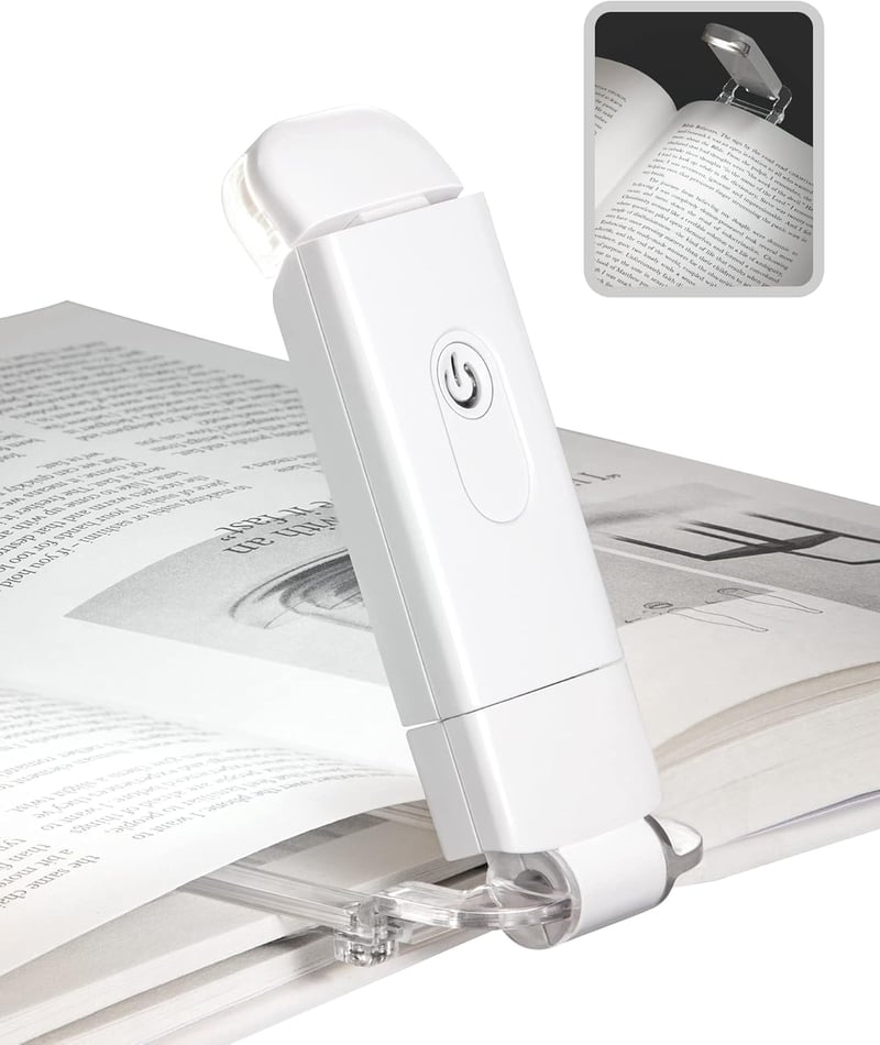 DEWENWILS USB Tölthető Olvasólámpa Csipesszel - LED Könyvlámpa 2 Fényerőszinttel, Állítható, Könnyű, Hordozható Könyvjelző Lámpa Olvasóknak
