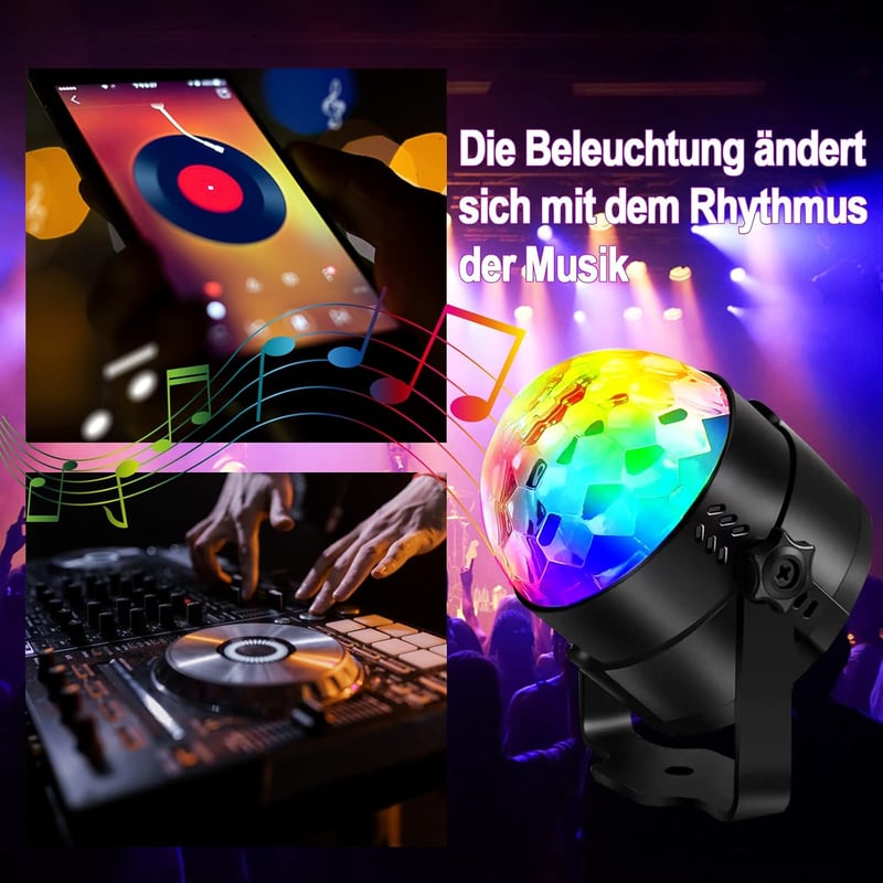 SEBRUANC LED Diszkógömb szett - Zenére mozgó, RGB fényjáték, távirányítóval (2 db)