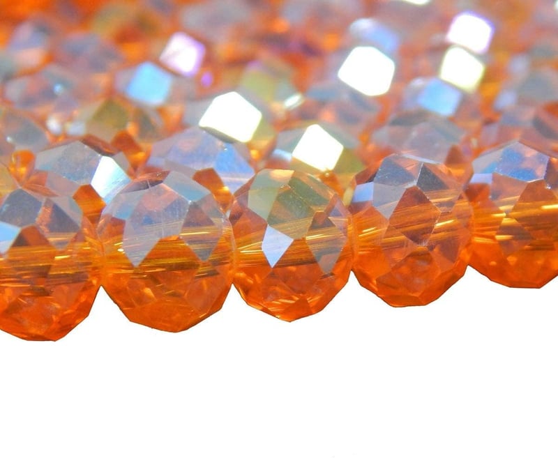 Cseh kristály üveggyöngyök - Narancssárga AB, 4x3 mm - Csiszolt rondell