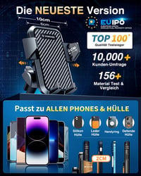 VANMASS Autós Telefontartó, Univerzális Szélvédőre és Szellőzőrácsra, Tapadókorongos, 360° Forgatható, Fekete 2