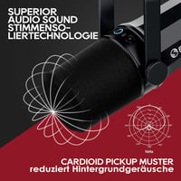 FDUCE SL40 Profi Streaming Mikrofon USB/XLR Csatlakozással, Beépített Fejhallgató Kimenettel - Black, SL40 USB, XLR 4