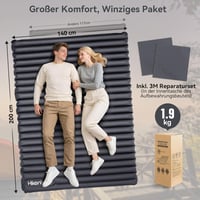 Hikenture Ultrakönnyű Dupla Kempingmatrac - 200x140x10cm Felfújható Matrac 2 Személynek, Beépített Lábpumpával, Túrázáshoz, Kempingezéshez,  5