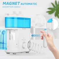 YOUNGDO Szájzuhany UV Fertőtlenítéssel - 800ml Víztartály, 7 Fej, Fogköztisztító Készülék Családi Használatra, Kék 4