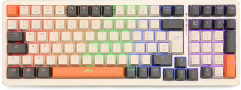Rii Gaming RK909 Mechanikus Gaming Billentyűzet - Hármas Csatlakozás, RGB Háttérvilágítás, Cserélhető Gombok, Újratölthető Akkumulátor, PC/Lap