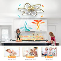 Revneey LED Mennyezeti Ventilátor 6 Fejjel - 66W Szabályozható Fényerő (3000-6000K), Csendes, Irányváltható, Arany, 78x15cm - Nappali, Háló, 3