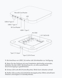 AGPTEK Type-C Hub Mac Mini M1 M2 Dokkoló Állomás - NVMe/SATA SSD Bővítőhely, Kártyaolvasó, USB Portok, Ezüst 3