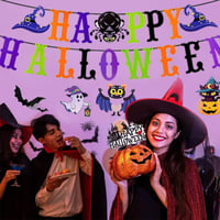 Halloween Dekor Szett: Szellemek, Denevérek, Töklámpás Zászlóval 4