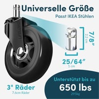 IKEA Irodai Székekhez Való Fekete Görgőkészlet, 5 darabos 4