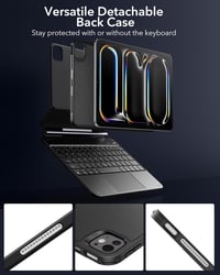 ESR iPad Pro 13 inch (M4, 2024) Billentyűzetes Tok - Állítható Mágneses Állvánnyal, Levehető Védőtokkal, RGB Háttérvilágítással, Bluetooth C 4