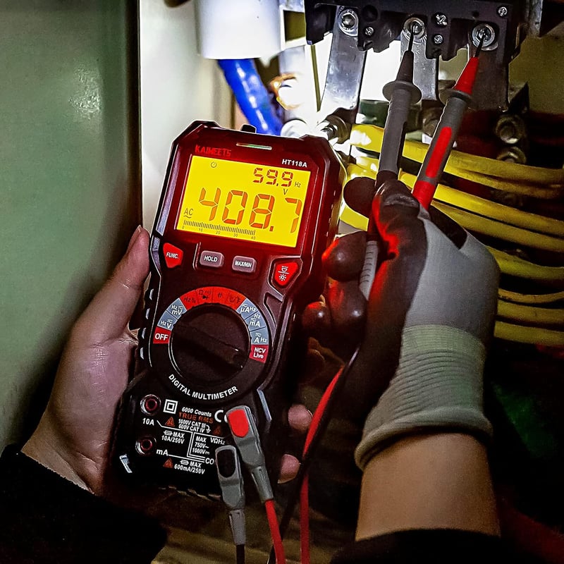 Kaiweets digitális multiméter LED-es csatlakozókkal, True RMS 6000-es automata mérőműszer villanyszerelőknek