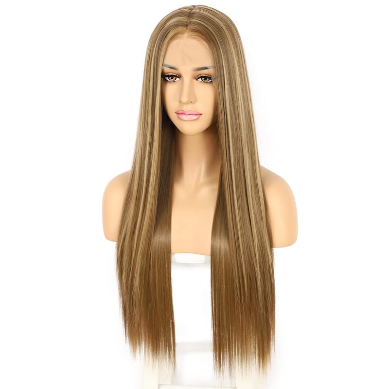 Sapphirewigs Hosszú Egyenes Barna Paróka Nőknek - 60cm, Hőálló Szintetikus