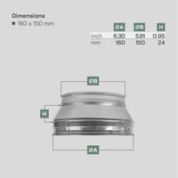 Vent Systems 160-150 mm Horganyzott Acél Szűkítő Adapter - Szellőzőrendszerekhez, Légkondicionálókhoz, Kerek Csővezetékekhez, Egyszerű Telep 6