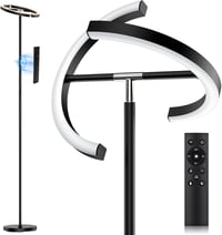 SIBRILLE Állólámpa LED 20W Fekete - Távirányítós Dimmelhető Érintésvezérelt Modern Mennyezeti Világítás 1300lm Meleg/Hideg Fehér Olvasólámpa 1