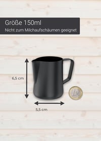 Lambda Coffee Teflonbevonatos Fekete Tejkiöntő Kancsó 150ml - Barista Tejhabosító Rozsdamentes Acél Pitcher Latte Art Készítéshez, Mosogatóg 2