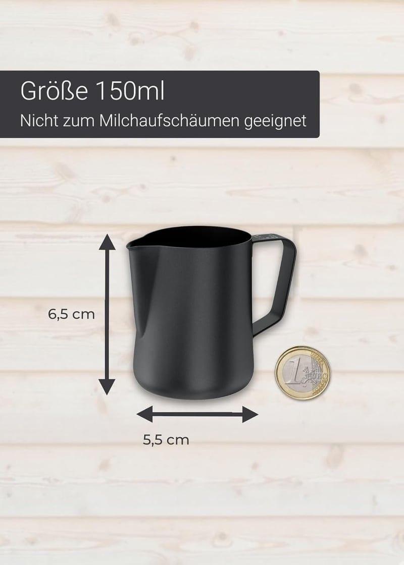 Lambda Coffee Teflonbevonatos Fekete Tejkiöntő Kancsó 150ml - Barista Tejhabosító Rozsdamentes Acél Pitcher Latte Art Készítéshez, Mosogatóg