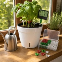 Set za uzgoj začinskog bilja: 4l lonac + 500ml kanta + 4u1 mjerač tla + 150x kopče za biljke 1