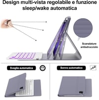 IVEOPPE iPad Air/Pro Bluetooth billentyűzet tok – olasz kiosztás, lila 7