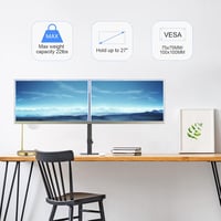 Dupla Monitortartó Kar 13-27" Képernyőkhöz | Állítható Asztali Monitorállvány Forgatható Dönthető Konzol Asztallapra Rögzíthető - 13 - 27 inches, black 2