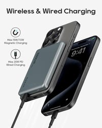 Kuulaa MagSafe 10000mAh mágneses powerbank iPhone 15/14/13-hoz, 20W, szürke 2