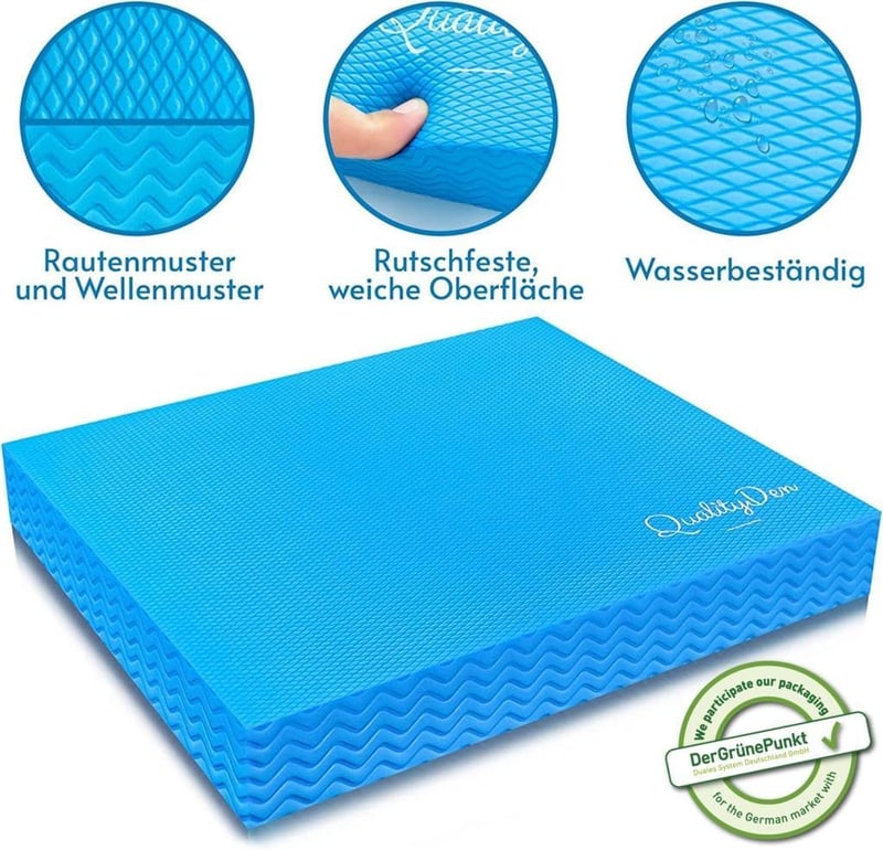 Quality Den Egyensúlyozó Párna - Csúszásmentes TPE Hab, 40x34x5 cm, Kék - Stabilitás és Koordináció Fejlesztő Edzőpárna, 150 kg Teherbírás
