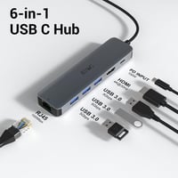 JESWO 6 az 1-ben USB-C Hub: 4K HDMI, Ethernet, 100W PD, MacBook és iPad Pro kompatibilis 2