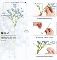 N&T NIETING Művirág Szett - 15 db Élethű Gypsophila Virágcsokor Esküvői Dekorációhoz, Kék és Fehér Színben, 29 cm 6