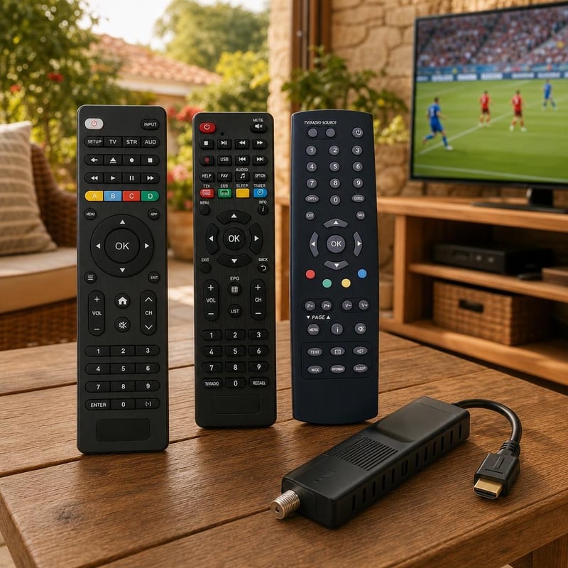 Pachet Telecomenzi: 1x TV Universal + 1x Decodor Tele-System/Fuba + 1x Receptor DVB-S2 + 1x Humax